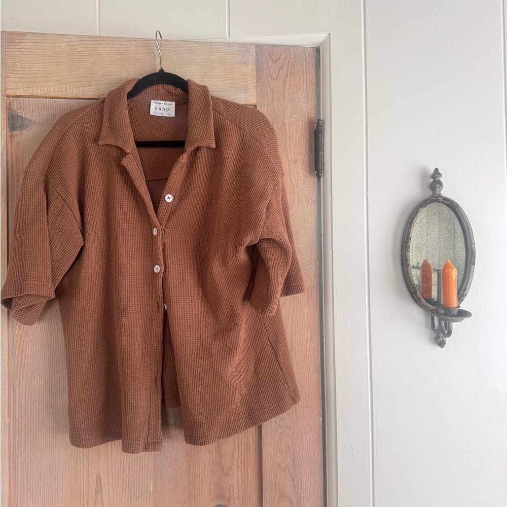SABO Women's Waffle Knit Button-Up Cardigan - Brown